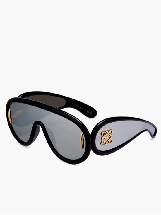 Loewe Accessories - Loewe Black Sunglass Shield with Gold Accents